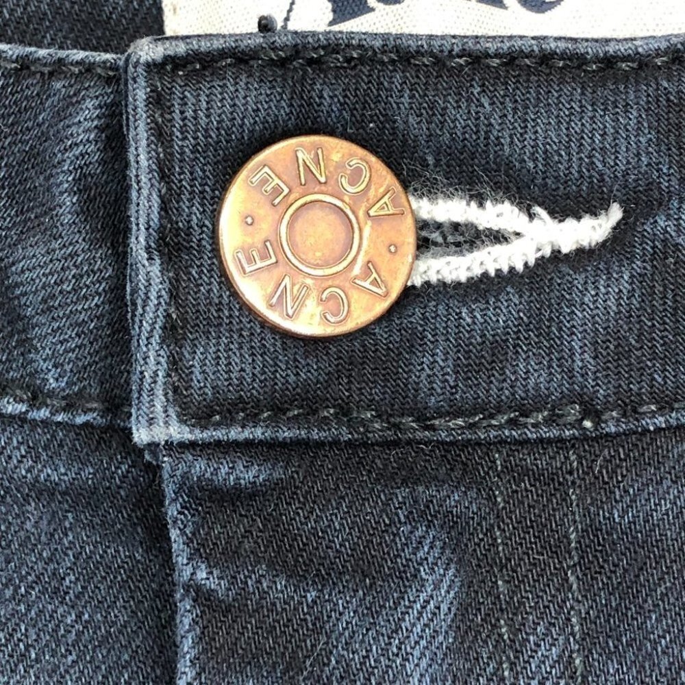 Acne Flex Basement Jeans Dark Indigo Blue Mid Rise Denim Skinny size 28 Tall - Picture 14 of 14